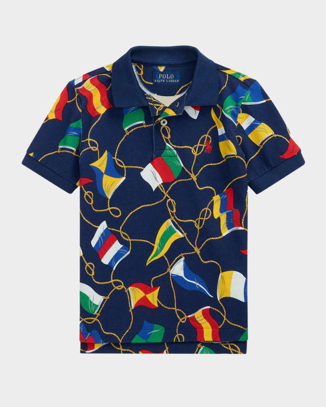 Boy's Multicolor Flag Polo Shirt, Size 2-7